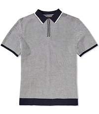 Perry Ellis Quarter-Zip Short Sleeve Polo Shirt