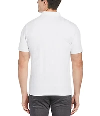 Perry Ellis Ribbed Quarter-Zip Short Sleeve Polo Shirt