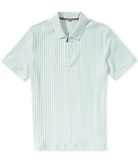 Perry Ellis Ribbed Quarter-Zip Short Sleeve Polo Shirt