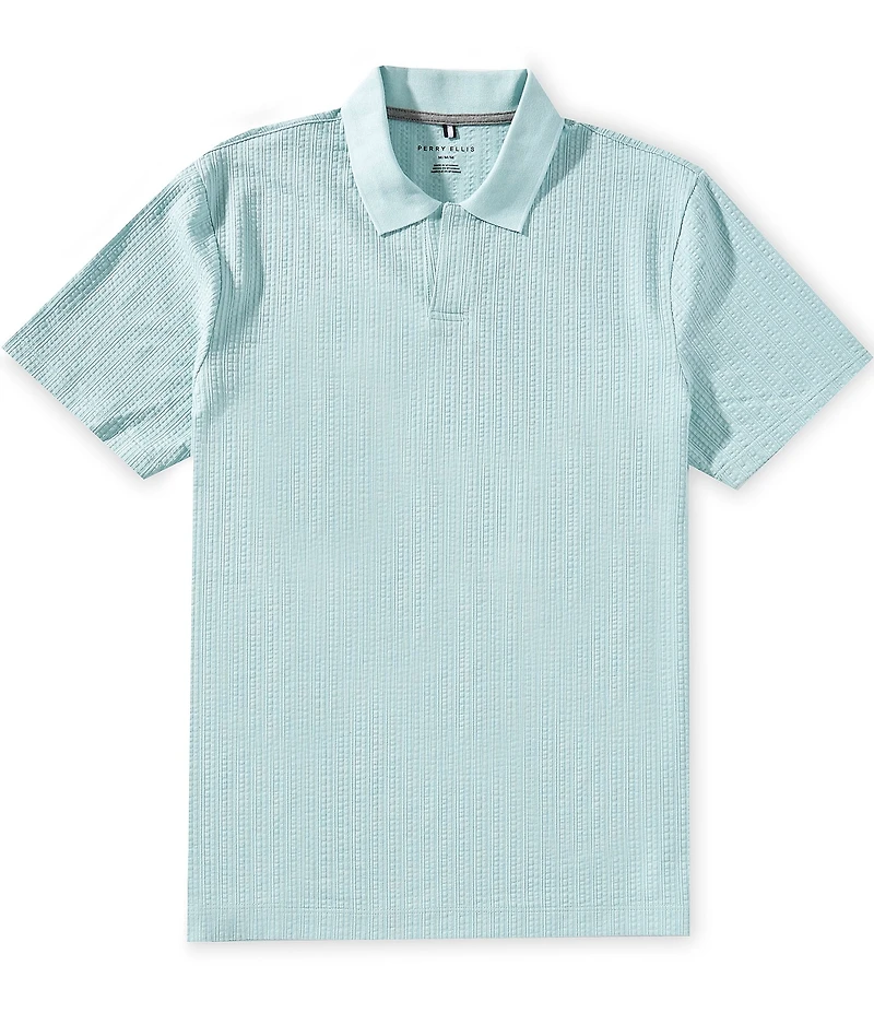 Perry Ellis Seersucker Short Sleeve Polo Shirt