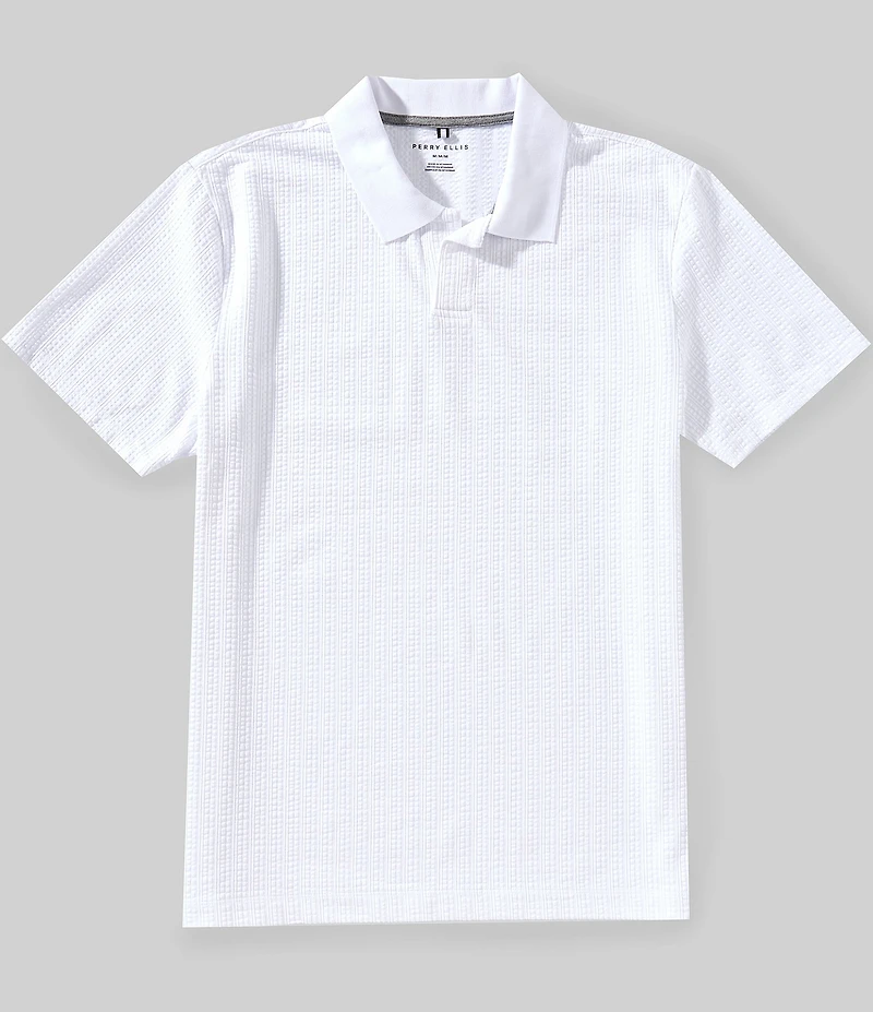 Perry Ellis Seersucker Short Sleeve Polo Shirt