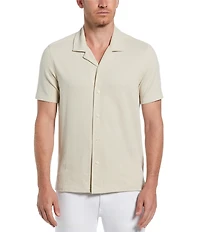 Perry Ellis Seersucker Short Sleeve Woven Camp Shirt
