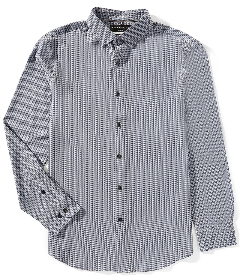 Perry Ellis Slim Fit Geo Long Sleeve Woven Shirt