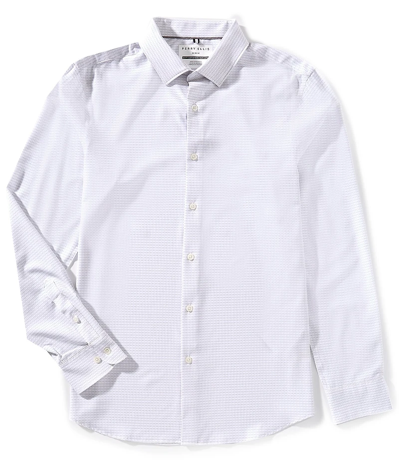Perry Ellis Slim Fit Geo Print Long Sleeve Woven Shirt