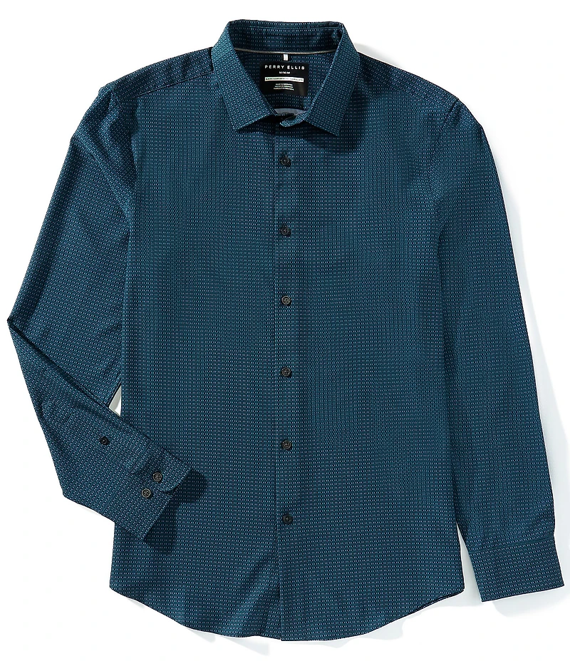 Perry Ellis Slim Fit Geo Print Long Sleeve Woven Shirt