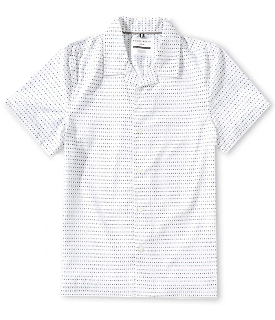 Perry Ellis Slim Fit Hexagon Print Short Sleeve Woven Camp Shirt