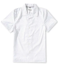 Perry Ellis Slim Fit Hexagon Print Short Sleeve Woven Camp Shirt