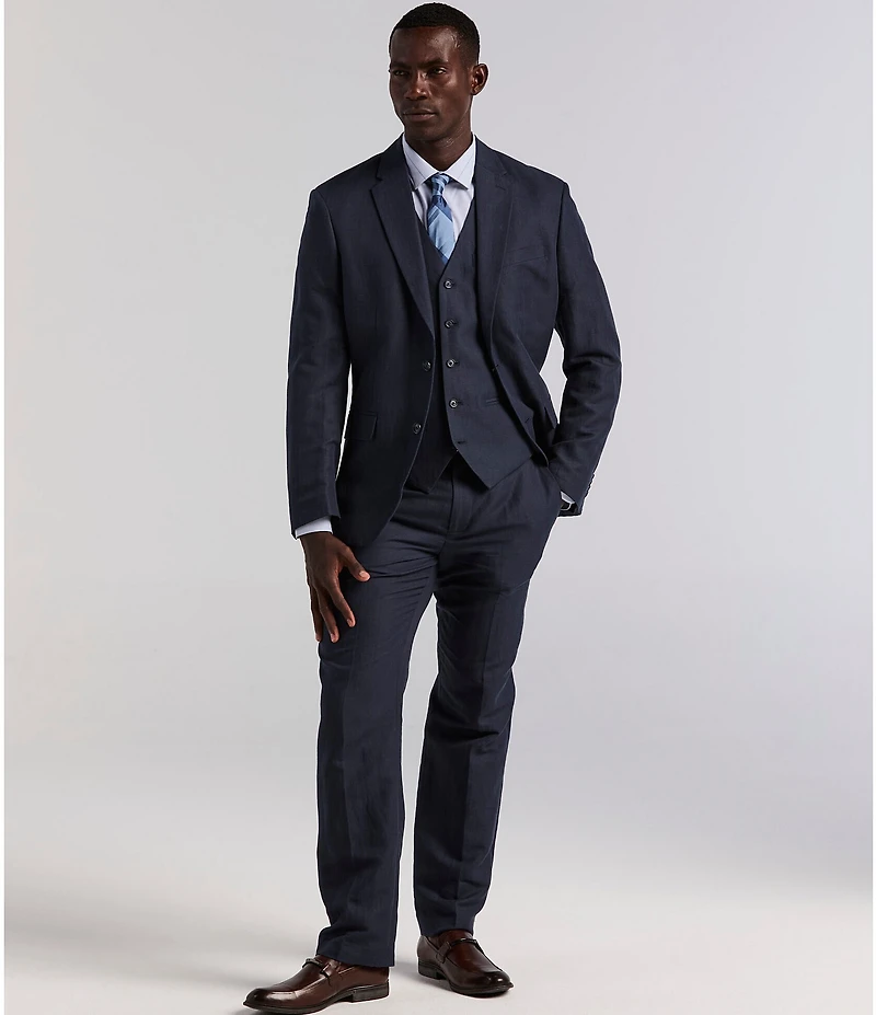 Perry Ellis Slim Fit Linen Herringbone Suit Separates Jacket