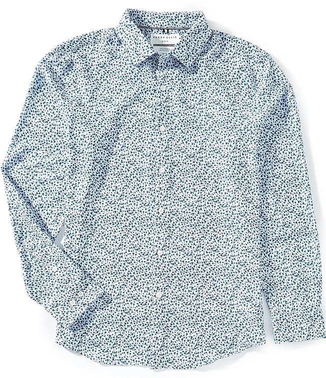 Perry Ellis Slim Fit Geo Stripe Performance Stretch Short Sleeve