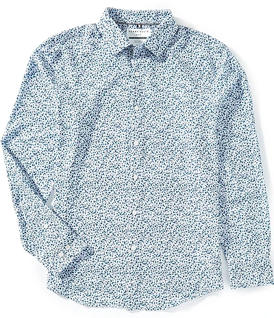 Perry Ellis Slim Fit Micro Floral Print Long Sleeve Woven Shirt