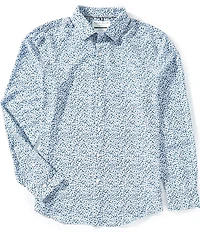 Perry Ellis Slim Fit Micro Floral Print Long Sleeve Woven Shirt