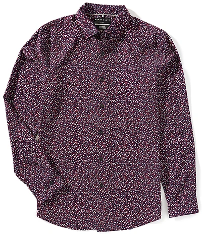 Perry Ellis Slim Fit Micro Floral Print Long Sleeve Woven Shirt