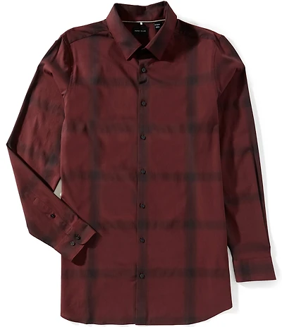 Perry Ellis Slim Fit Ombre Plaid Long Sleeve Woven Shirt