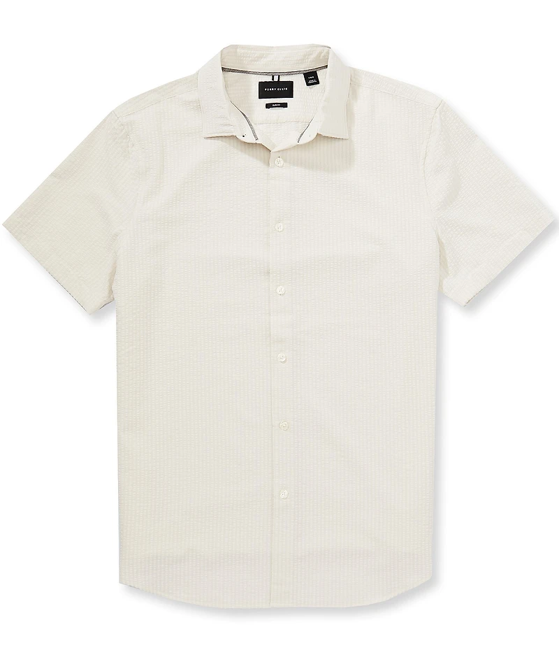 Perry Ellis Slim Fit Seersucker Performance Stretch Short Sleeve Woven Shirt