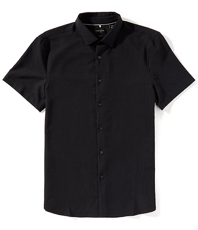 Perry Ellis Slim Fit Seersucker Performance Stretch Short Sleeve Woven Shirt