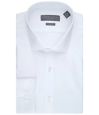 Perry Ellis Slim Fit Spread Collar Chateau Herringbone Solid Dress Shirt