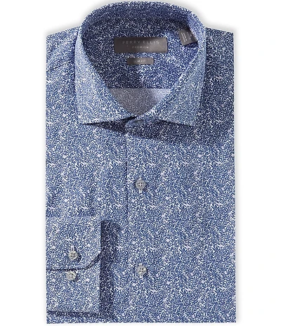 Perry Ellis Slim Fit Spread Collar Floral Print Dress Shirt