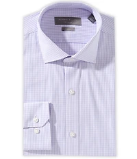 Perry Ellis Slim Fit Spread Collar Tonal Plaid Dress Shirt