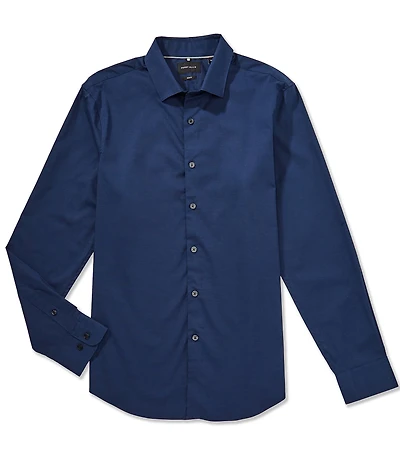 Perry Ellis Slim Fit Stretch End-On-End Long Sleeve Woven Shirt