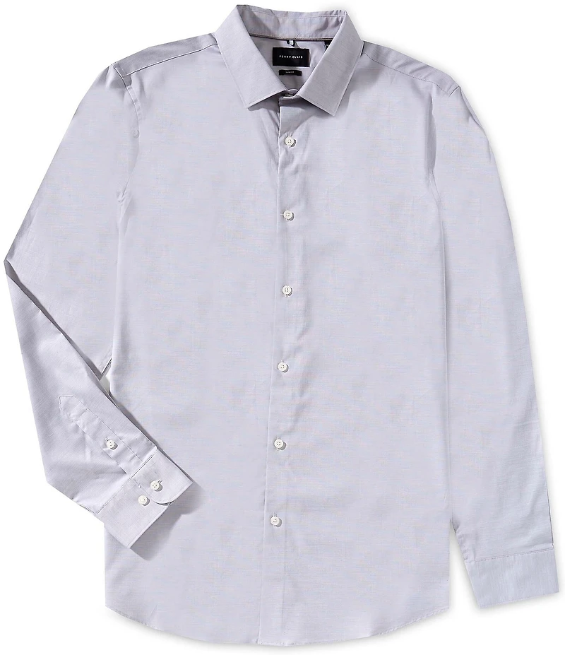 Perry Ellis Slim Fit Stretch End-On-End Long Sleeve Woven Shirt