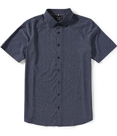 Perry Ellis Slim Fit Stretch Geo Print Short Sleeve Woven Shirt