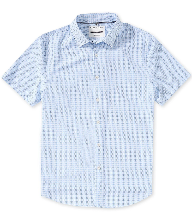 Perry Ellis Small Geo Print Short Sleeve Woven Shirt