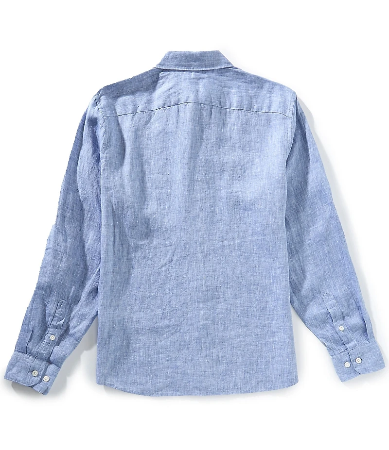 Perry Ellis Solid Linen Long Sleeve Woven Shirt