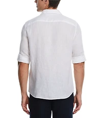 Perry Ellis Solid Linen Long Sleeve Woven Shirt