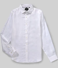 Perry Ellis Solid Linen Long Sleeve Woven Shirt