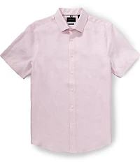 Perry Ellis Solid Linen Short Sleeve Woven Shirt