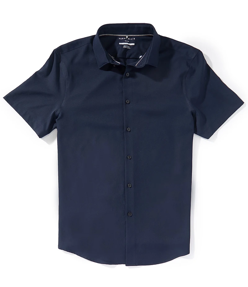 Perry Ellis Solid Twill Short Sleeve Woven Shirt