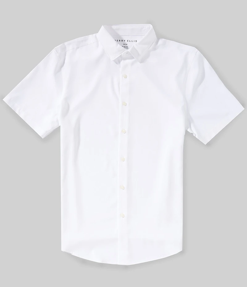 Perry Ellis Solid Twill Short Sleeve Woven Shirt