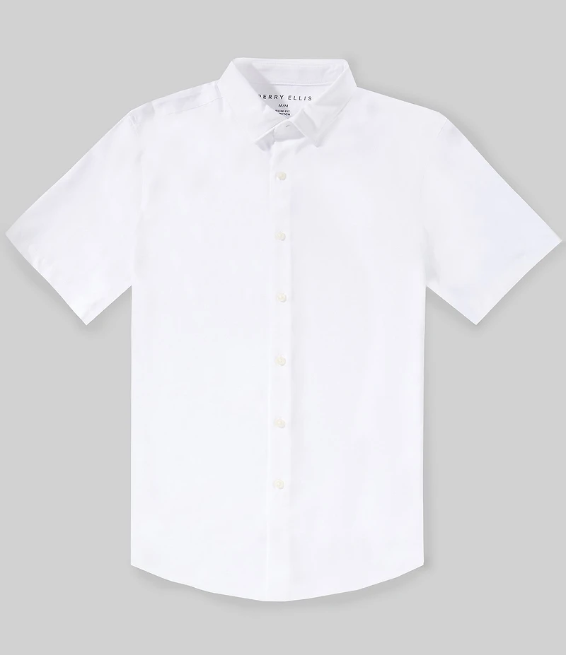 Perry Ellis Solid Twill Short Sleeve Woven Shirt