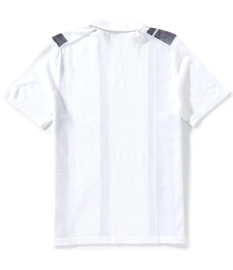 Perry Ellis Stripe Quarter-Zip Short Sleeve Polo Sweater
