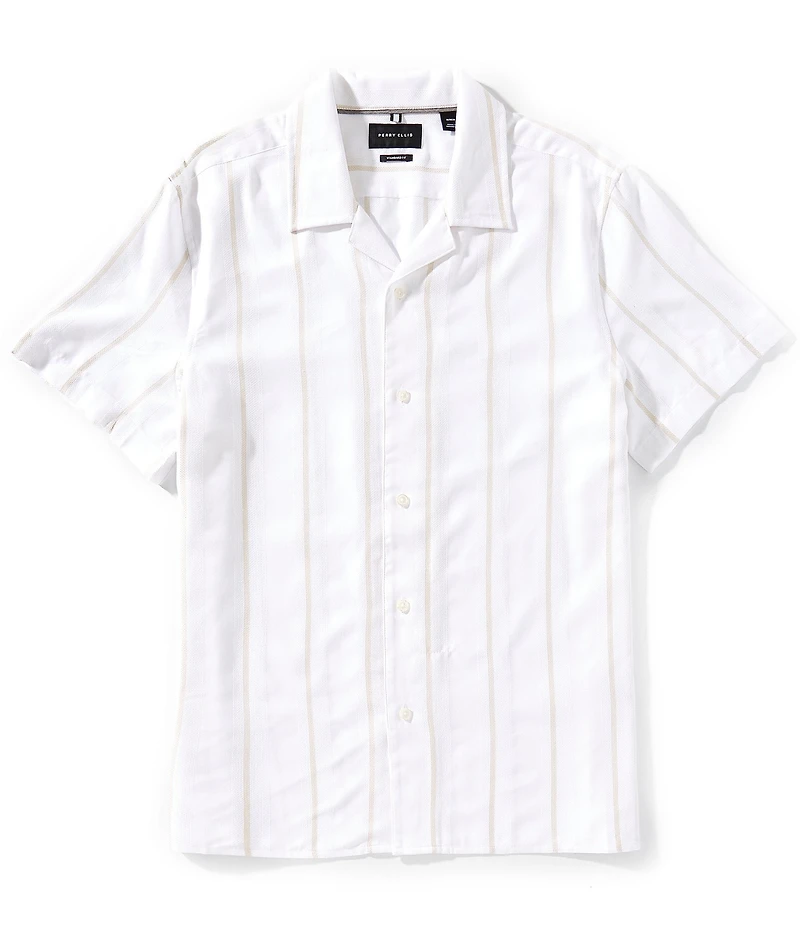 Perry Ellis Stripe Short Sleeve Woven Camp Shirt