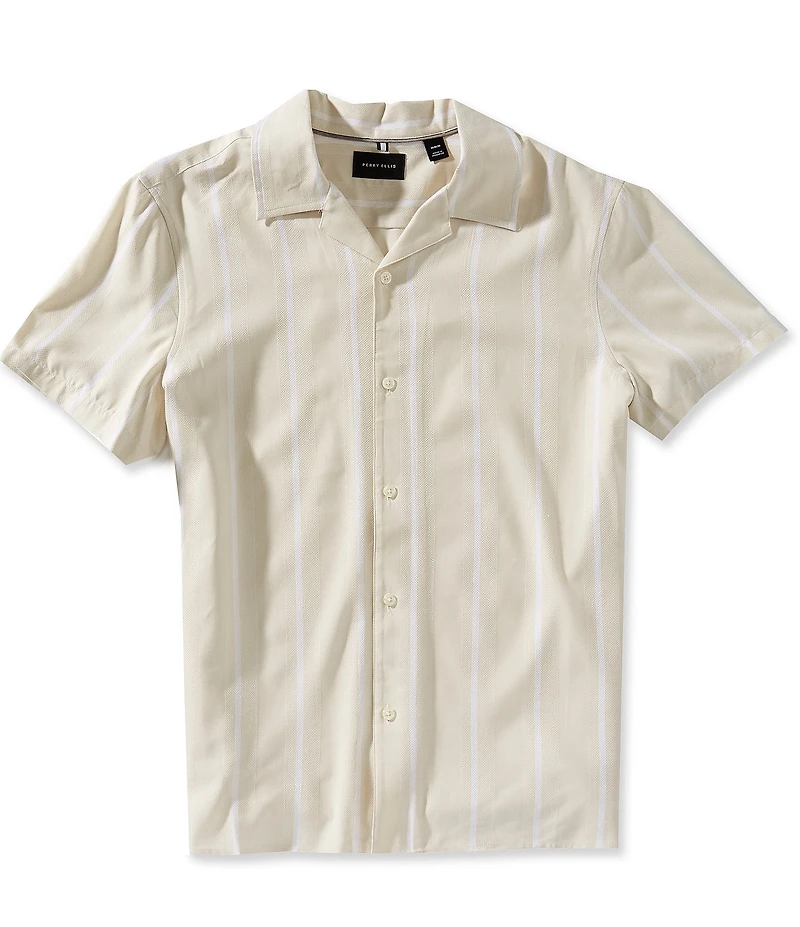 Perry Ellis Stripe Short Sleeve Woven Camp Shirt