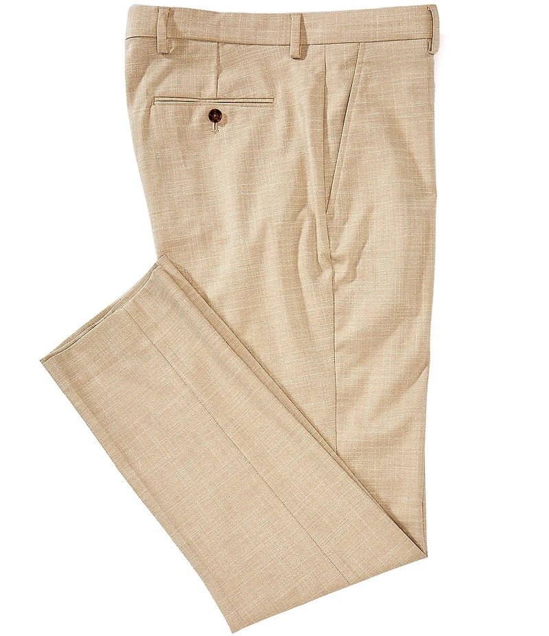 Perry Ellis Tailored Fit Flat Front Crosshatch Textured Twill Pants