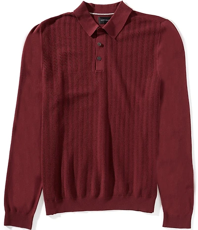 Perry Ellis Tech Long Sleeve Sweater Polo Shirt