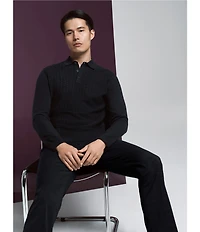 Perry Ellis Tech Long Sleeve Sweater Polo Shirt