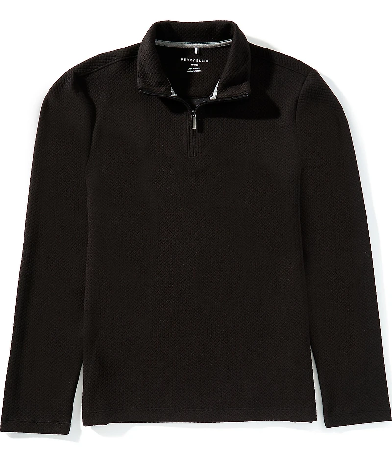 Perry Ellis Textured Quarter-Zip Pullover
