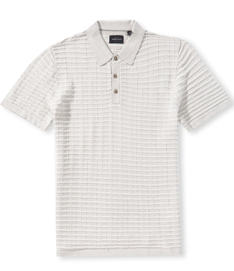Perry Ellis Textured Short Sleeve Polo Shirt