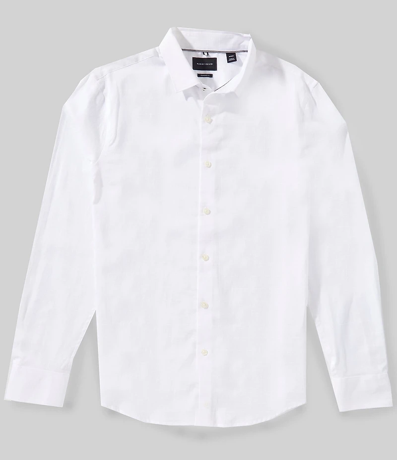 Perry Ellis Tonal Plaid Long Sleeve Woven Shirt