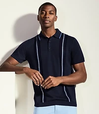 Perry Ellis Vertical Stripe Short Sleeve Polo Shirt