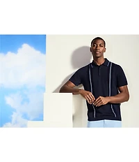 Perry Ellis Vertical Stripe Short Sleeve Polo Shirt