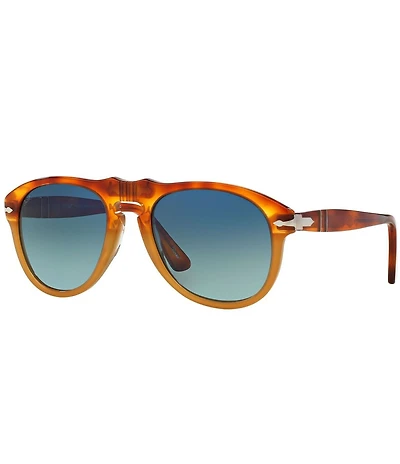 Persol Unisex PO0649 Tortoise 56mm Aviator Polarized Sunglasses
