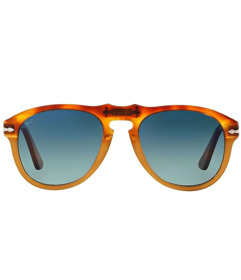Persol Unisex PO0649 Tortoise 56mm Aviator Polarized Sunglasses