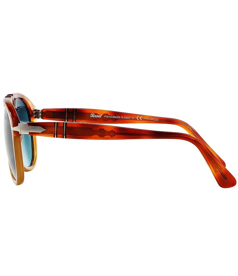 Persol Unisex PO0649 Tortoise 56mm Aviator Polarized Sunglasses