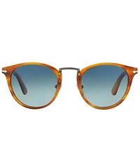 Persol Unisex PO3108S Striped Brown 49mm Round Polarized Sunglasses