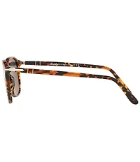 Persol Unisex PO3186S Brown Tortoise 53mm Round Sunglasses