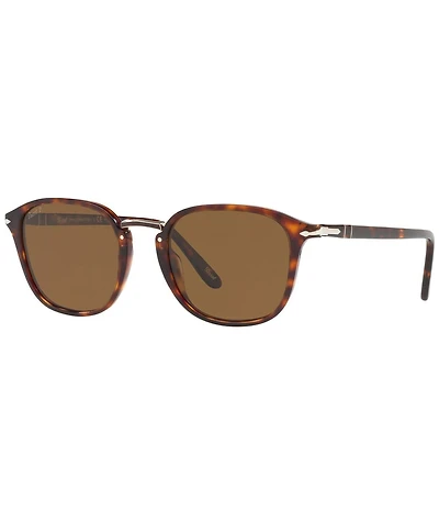 Persol Unisex PO3186S Tortoise 53mm Round Polarized Sunglasses